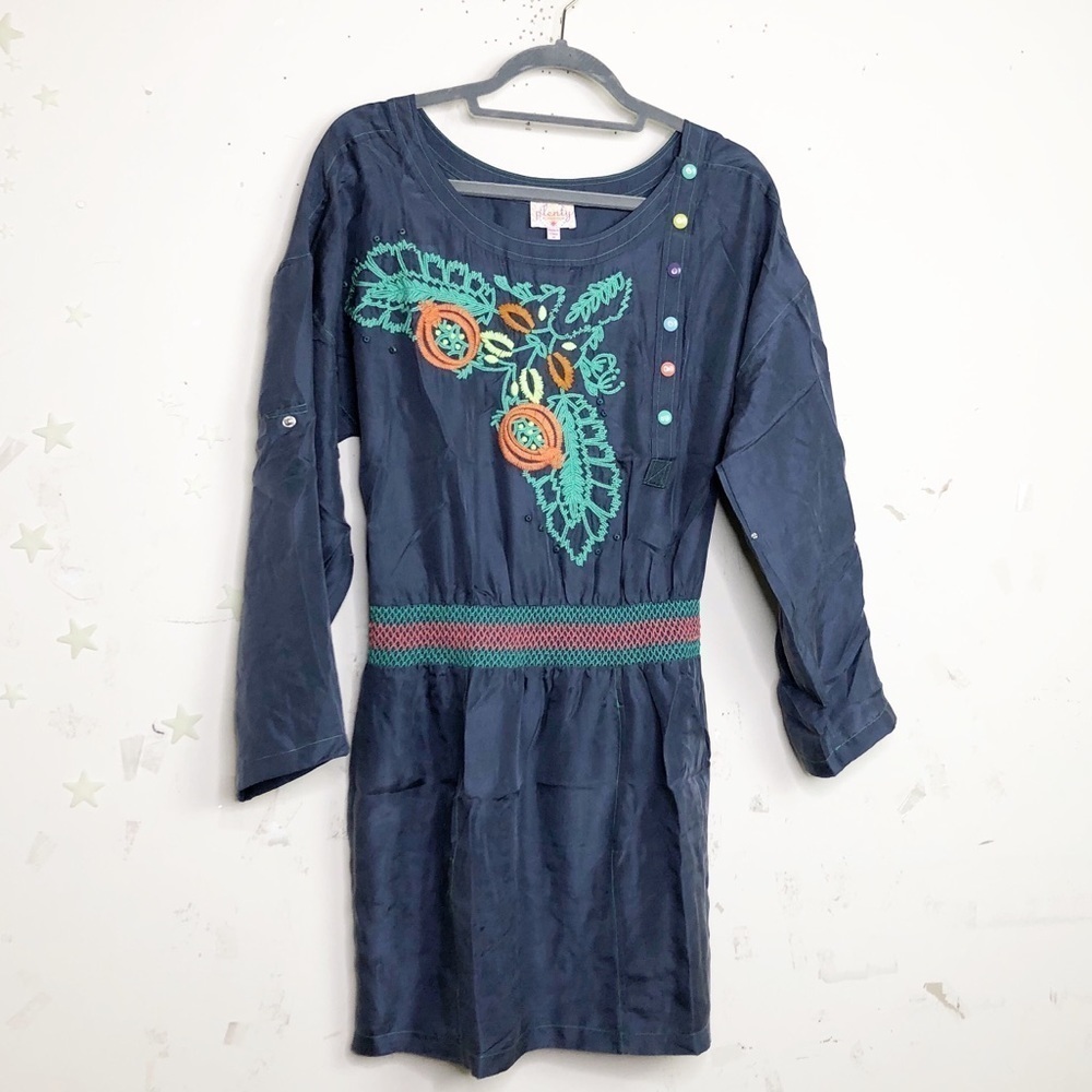 PLENTY by Tracy Reese blue silk embroidered mini dress - Picture 12 of 13